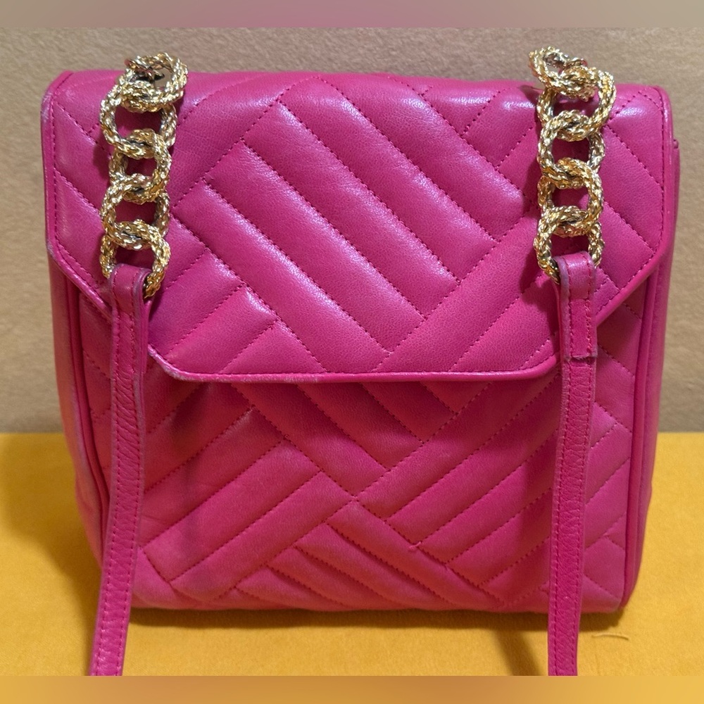 Vintage Jay Herbert New York Pink Quilted Chain Strap Bag